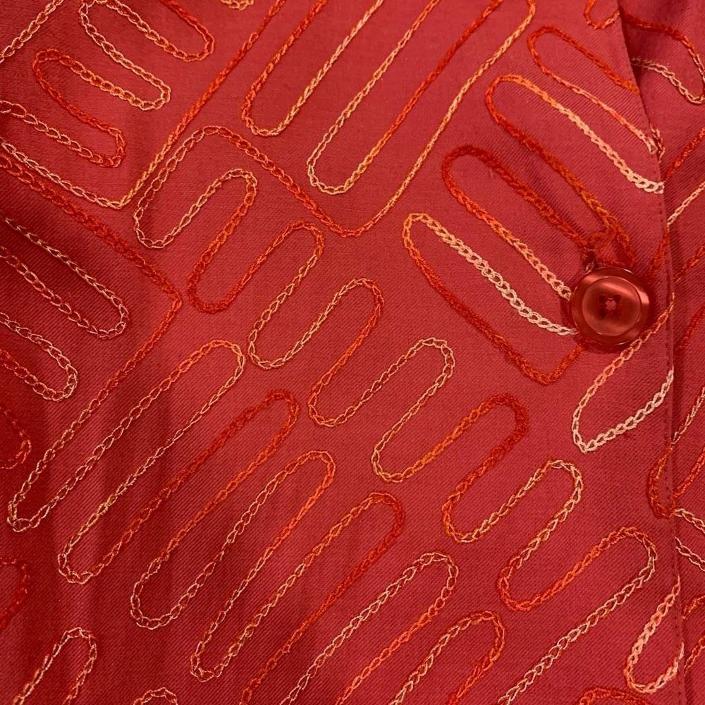 Patchington Vintage 80s 90s Embroidered Silk Blend  Melon Blazer Wmn Medium EUC‎ - Picture 9 of 13